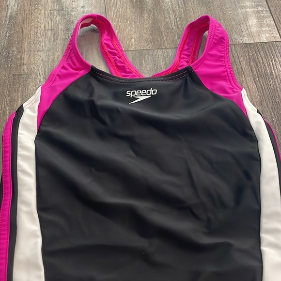 Speedo Girls Swimsuits One Piece black  pink Size 12 - Picture 2 of 6